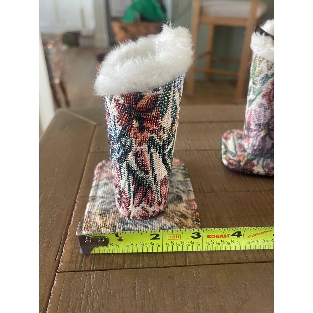 Floral Tapestry Eyeglass Holder Stand Faux Fur Lined Padded Glasses Case Vintage - Picture 7 of 8